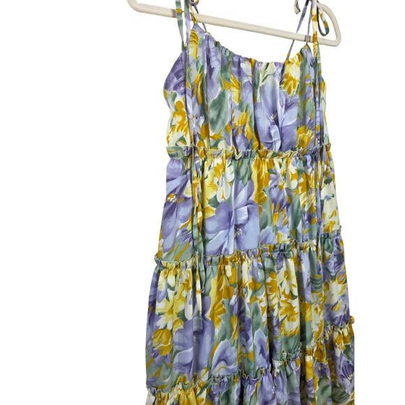 AMBITION Multi Floral Tier Dress with Shoulder Tie Straps - Picture 3 of 6